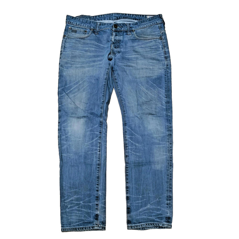 G-Star Raw Jeans Men W36 L32 Blue Logo 3301 Vintage Denim J2